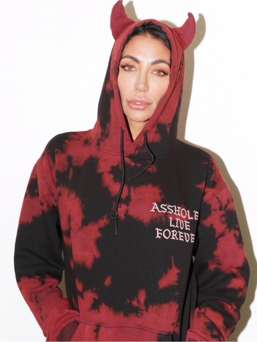 Rare ALF Linda Finegold Blood Splatter Tie Dye Embroidered Hoodie (XL)